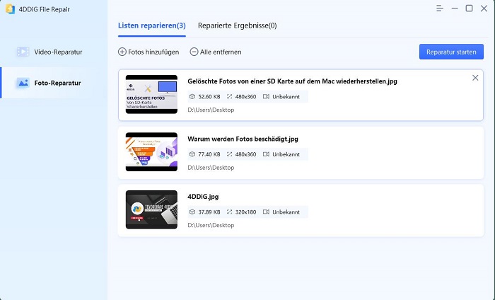 Beschädigte Bilder/Video reparieren - So retten Sie beschädigte Dateien mit 4DDiG von Tenorshare