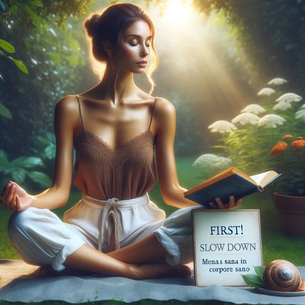 First! Slow Down! Mens sana in corpore sano! Geschichte über Ruhe und Auszeit! StepByStep… Eines nach dem Anderen! Mehr Konzentration und Fokus!