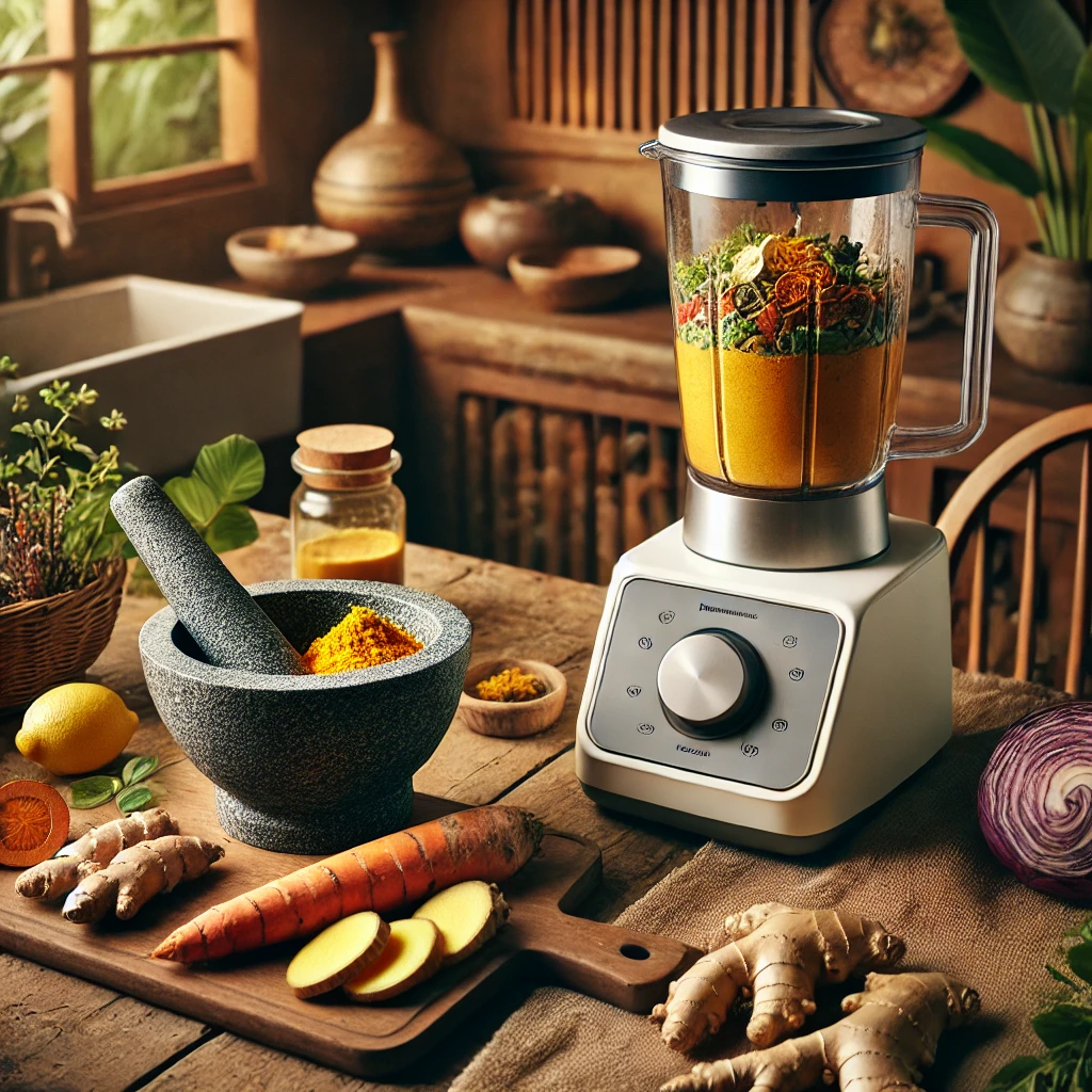 Jamu: Traditionelles Wissen trifft moderne Technik - Verwendung von Mörser und Stößel vs. Küchenmaschinen