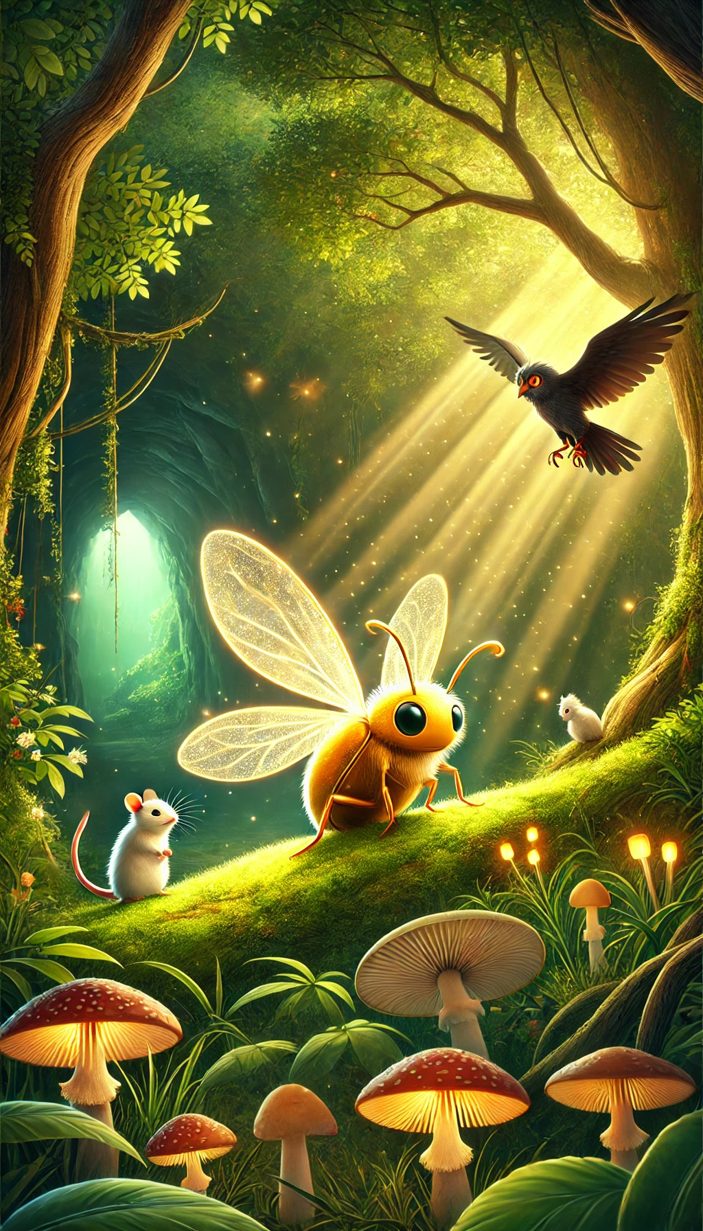 Der Käfer mit den goldenen Flügeln. 30 Spannende und lehrreiche Kindergeschichten im Wald. Die mutigen Freunde des Waldes. Abenteuer im Herzen des Zauberwaldes. Tierische Helden und ihre magischen Reisen.