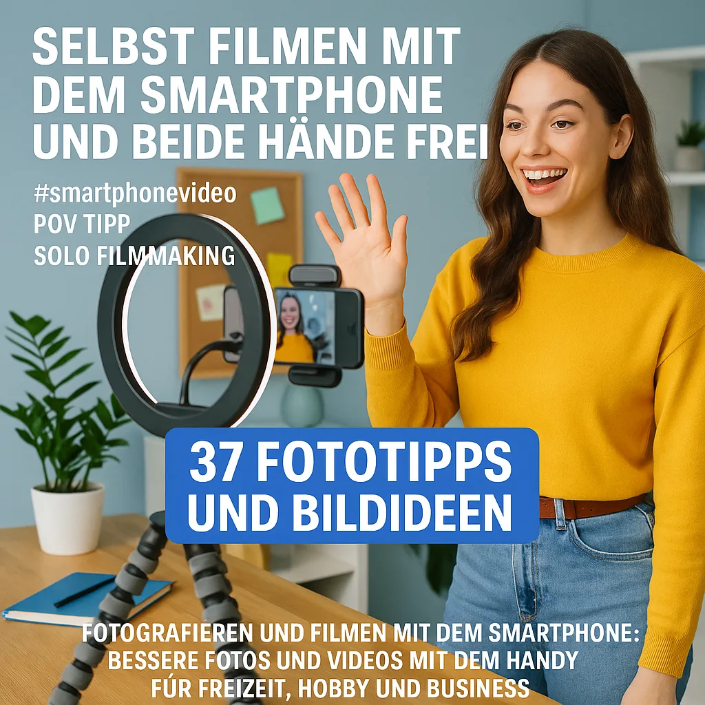 Selbst Filmen mit dem Smartphone und beide Hände frei inkl. 37 Fototipps und Bildideen #smartphonevideo POV Tipp Solo Filmmaking. Fotografieren und Filmen mit dem Smartphone: Bessere Fotos und Videos mit dem Handy für Freizeit, Hobby und Business