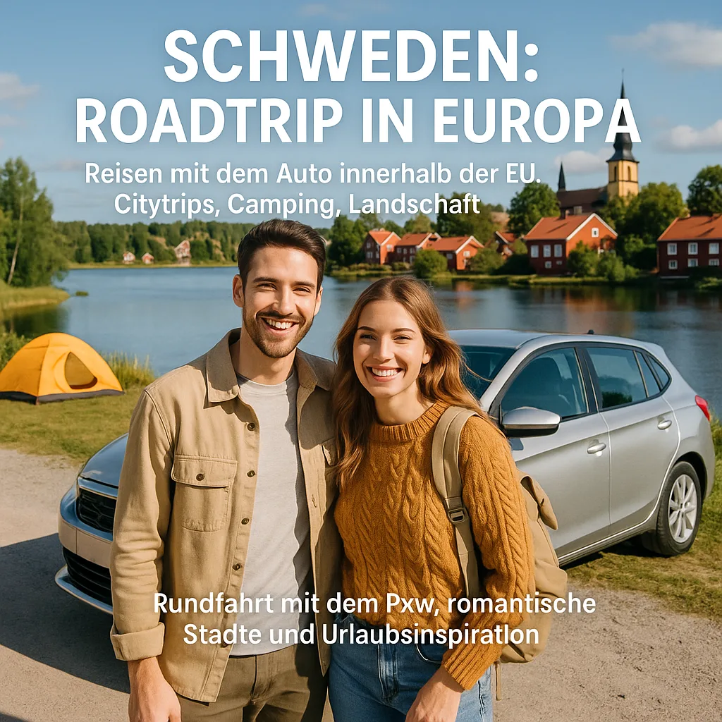 Schweden: Roadtrip in Europa. Reisen mit dem Auto innerhalb der EU. Citytrips, Camping, Landschaft, Rundfahrt mit dem PKW, romantische Städte und Urlaubsinspiration