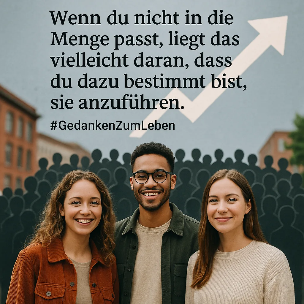 Wenn du nicht in die Menge passt, liegt das vielleicht daran, dass du dazu bestimmt bist, sie anzuführen #GedankenZumLeben Wenn du nicht in die Menge passt, liegt das vielleicht daran, dass du dazu bestimmt bist, sie anzuführen #GedankenZumLeben