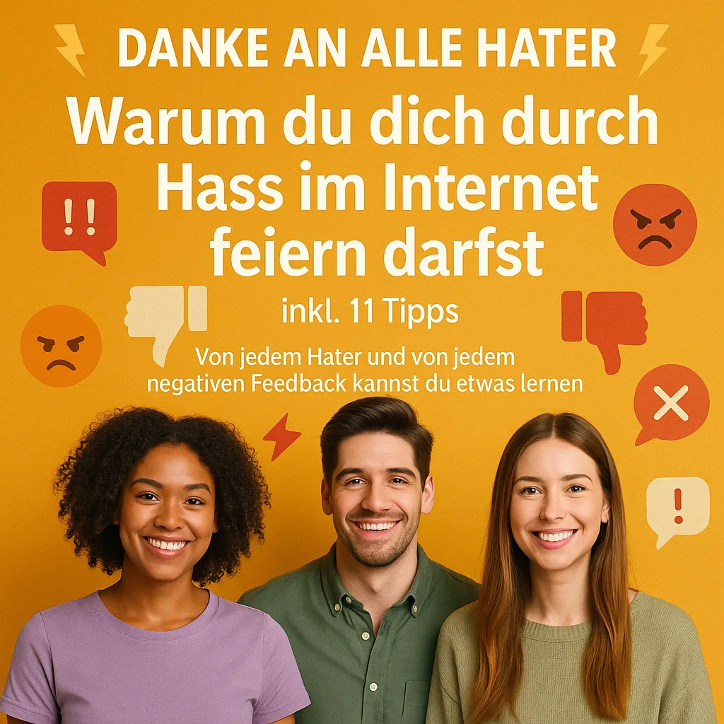 Danke an alle Hater: Warum du dich durch Hass im Internet feiern darfst inkl. 11 Tipps. Von jedem Hater und von jedem negativen Feedback kannst du etwas lernen. Danke an alle Hater: Warum du dich durch Hass im Internet feiern darfst inkl. 11 Tipps. Von jedem Hater und von jedem negativen Feedback kannst du etwas lernen.