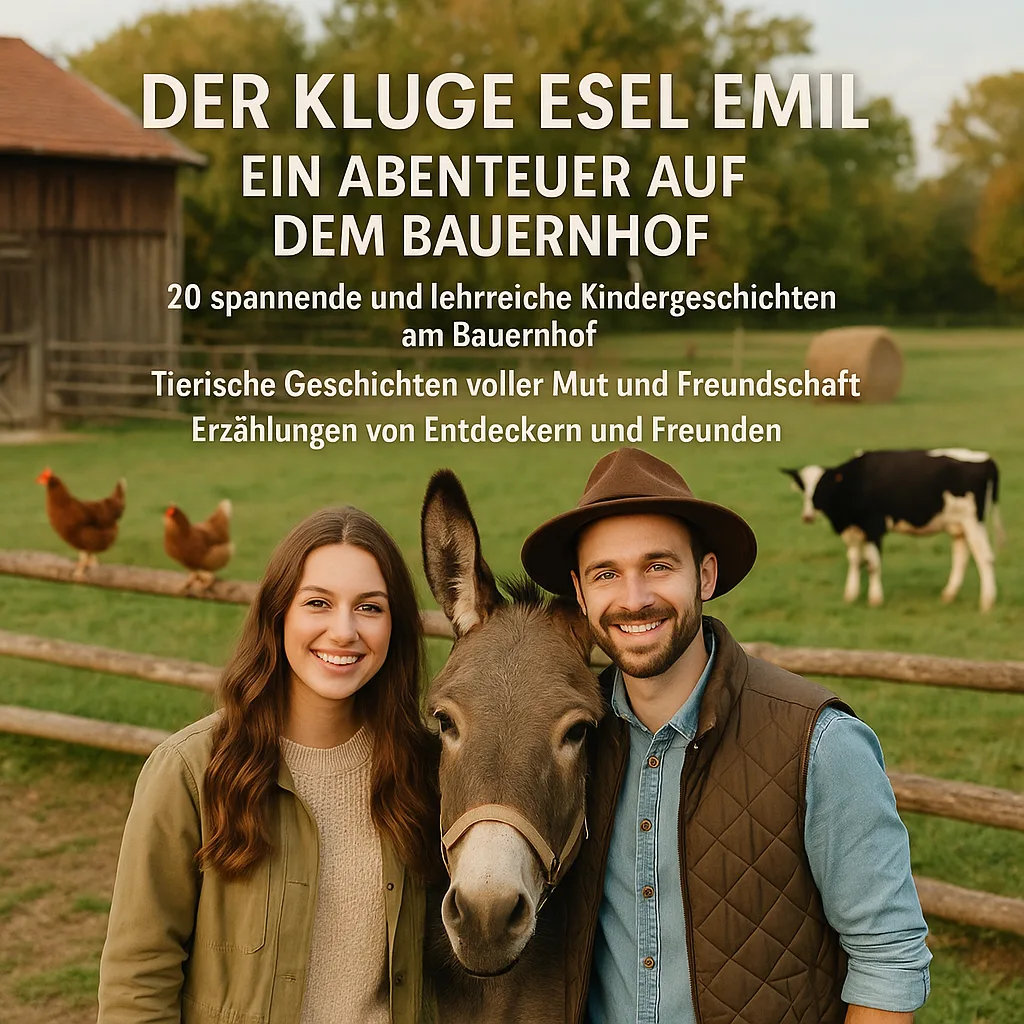 Der kluge Esel Emil – Ein Abenteuer auf dem Bauernhof. 20 Spannende und lehrreiche Kindergeschichten am Bauernhof. Tierische Geschichten voller Mut und Freundschaft. Erzählungen von Entdeckern und Freunden. Abenteuer und Freundschaften in der Tierwelt