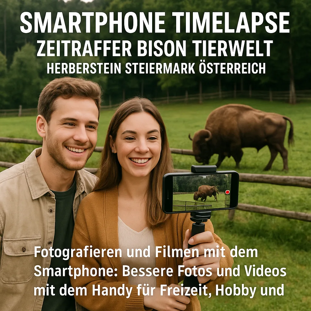Smartphone Timelapse Zeitraffer Bison Tierwelt Herberstein Steiermark Österreich. Fotografieren und Filmen mit dem Smartphone: Bessere Fotos und Videos mit dem Handy für Freizeit, Hobby und Business