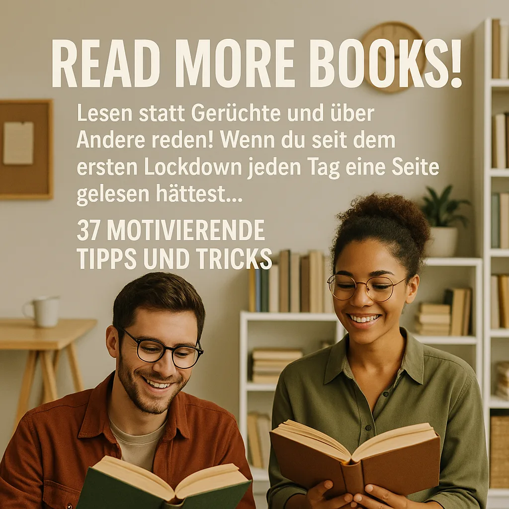 Read More Books! Lesen statt Gerüchte und über Andere reden! Wenn du seit dem ersten Lockdown jeden Tag eine Seite gelesen hättest... 37 motivierende Tipps und Tricks