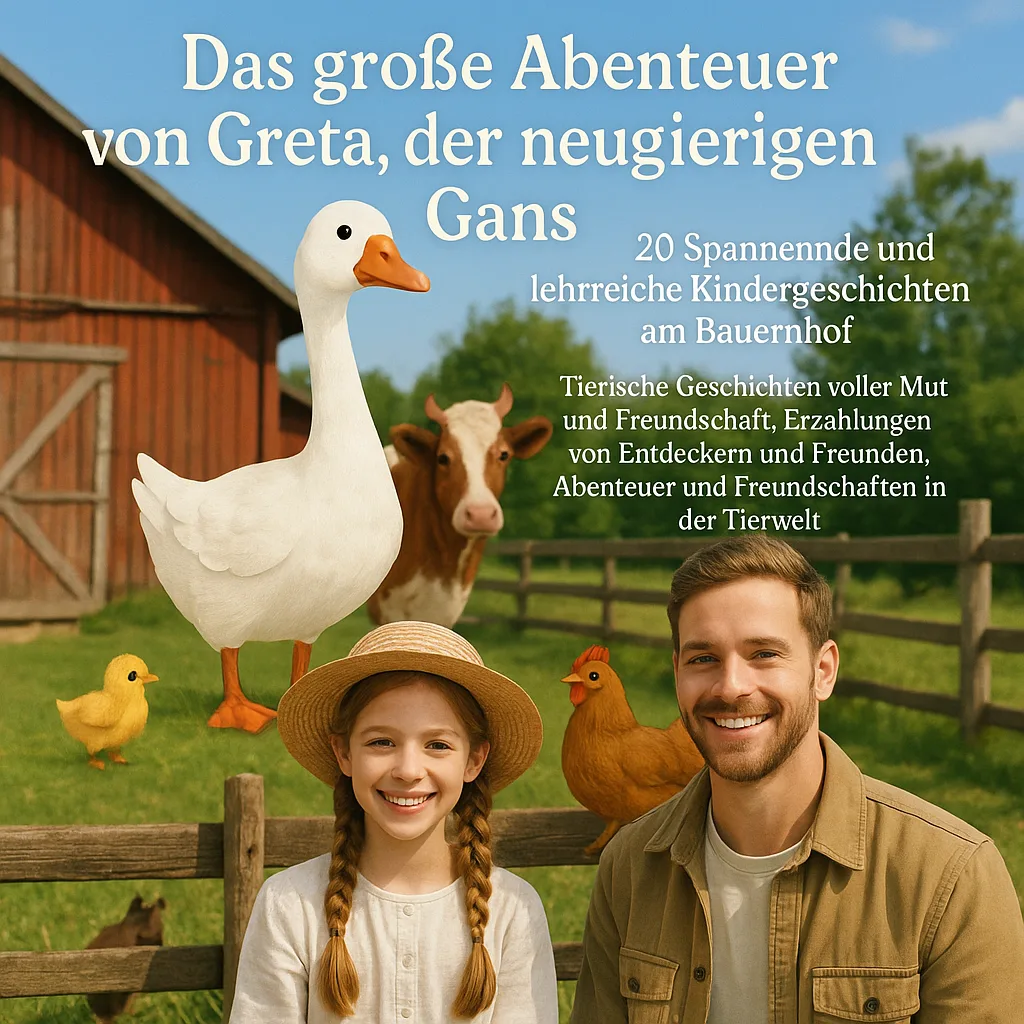 Das große Abenteuer von Greta, der neugierigen Gans. 20 Spannende und lehrreiche Kindergeschichten am Bauernhof. Tierische Geschichten voller Mut und Freundschaft. Erzählungen von Entdeckern und Freunden. Abenteuer und Freundschaften in der Tierwelt