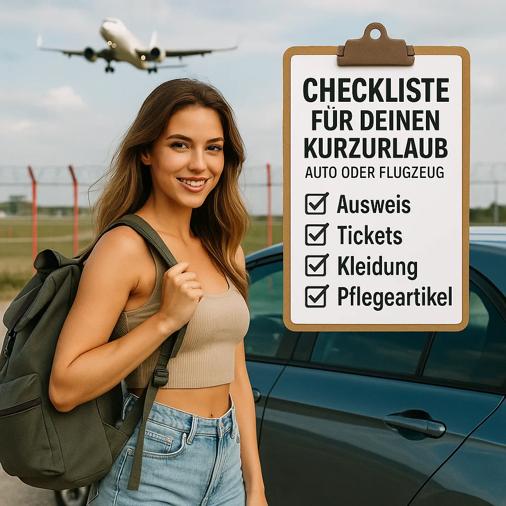 Checkliste für deinen Auto oder Flugzeug Kurzurlaub mit dem Rucksack Roadtrip BackPack Travel
