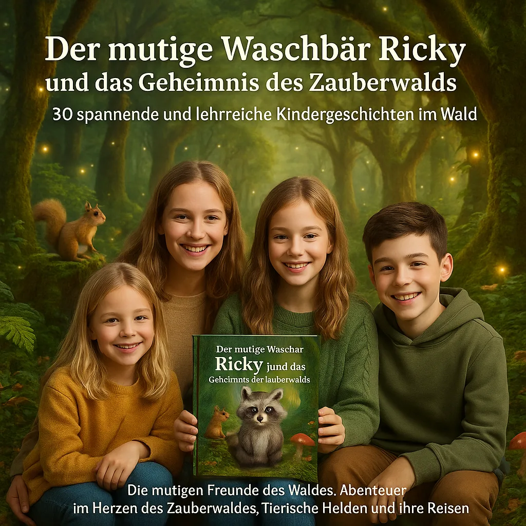 Der mutige Waschbär Ricky und das Geheimnis des Zauberwalds. 30 Spannende und lehrreiche Kindergeschichten im Wald. Die mutigen Freunde des Waldes. Abenteuer im Herzen des Zauberwaldes. Tierische Helden und ihre magischen Reisen.