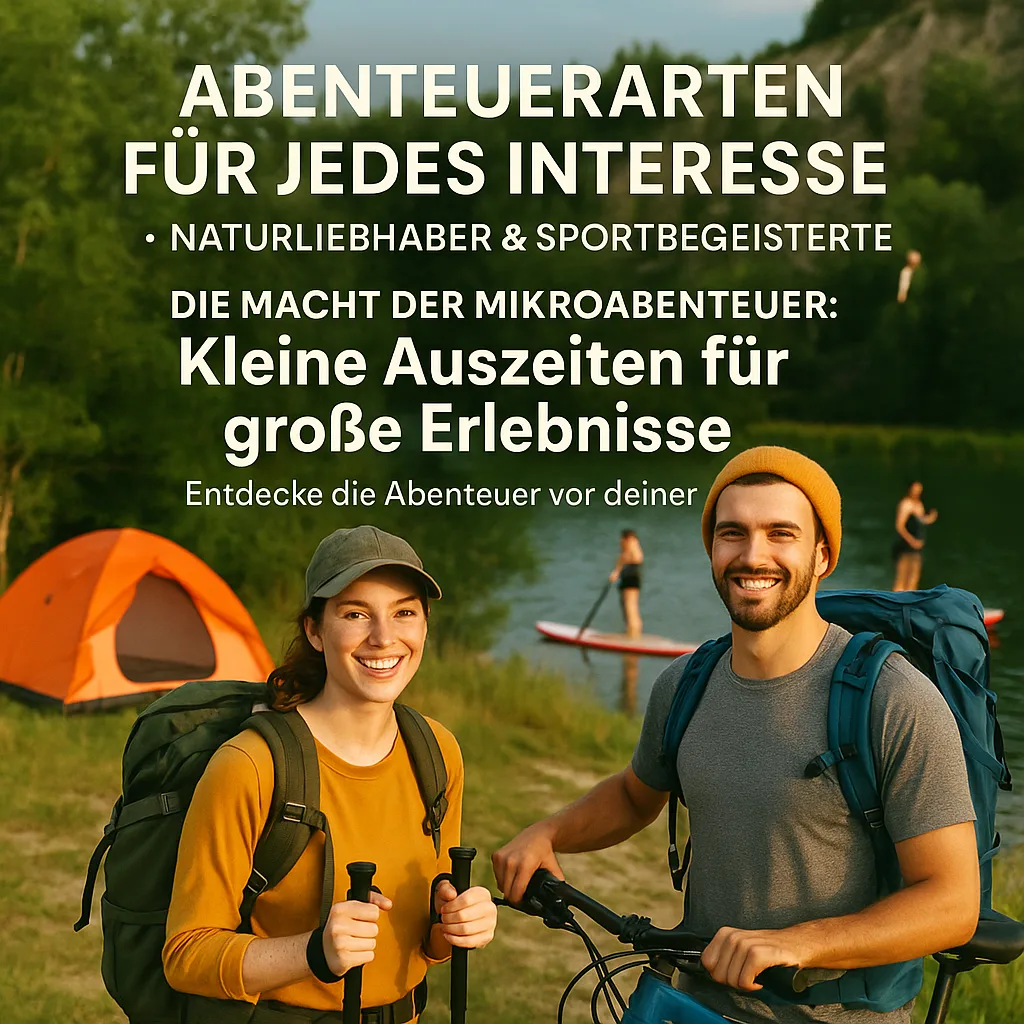 Abenteuerarten für jedes Interesse. Naturliebhaber & Sportbegeisterte. Die Macht der Mikroabenteuer: Kleine Auszeiten für große Erlebnisse: Entdecke die Abenteuer vor deiner Tür!