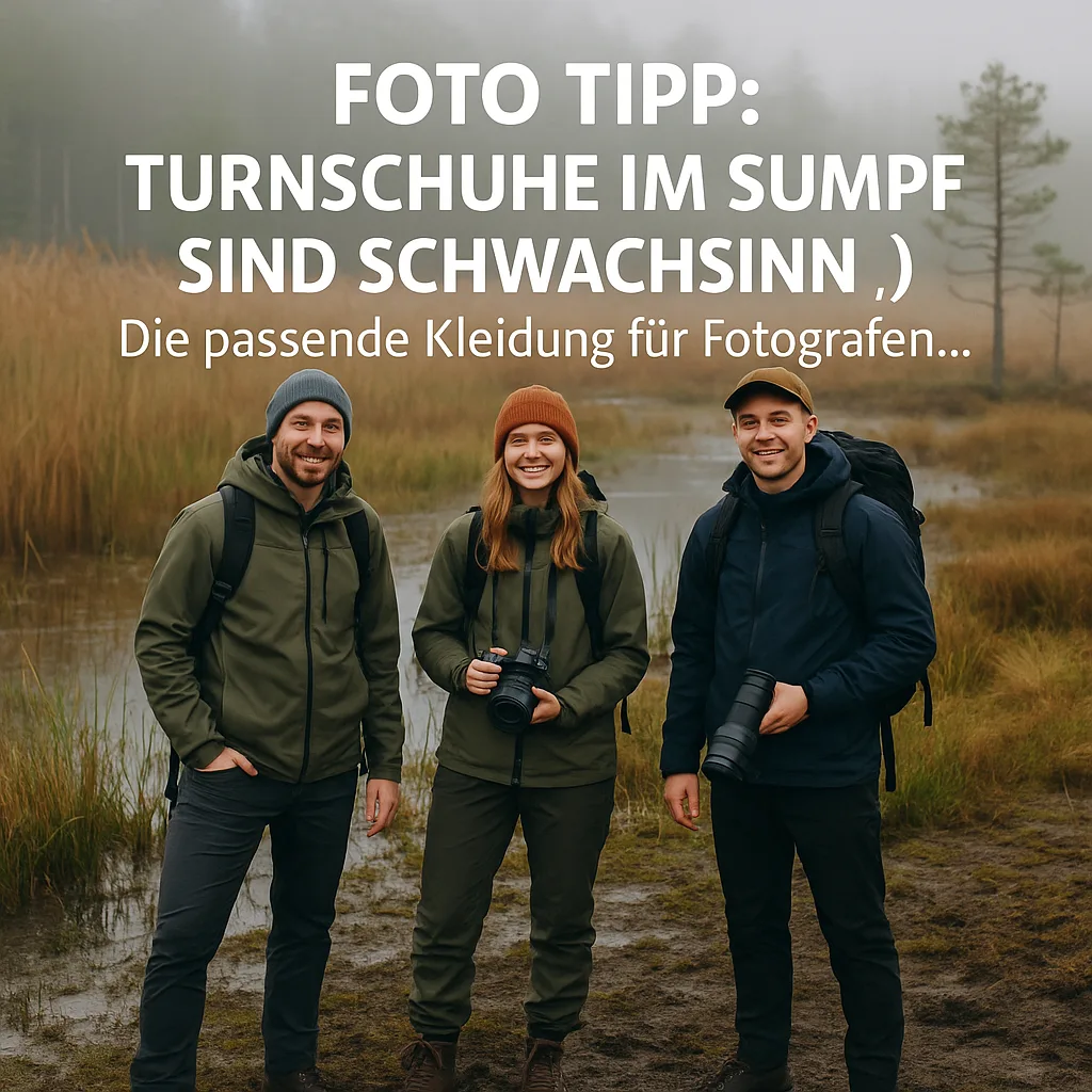 Foto Tipp: Turnschuhe im Sumpf sind Schwachsinn ;) Die passende Kleidung für Fotografen inkl. 37 Tipps und Tricks Foto Tipp: Turnschuhe im Sumpf sind Schwachsinn ;) Die passende Kleidung für Fotografen...