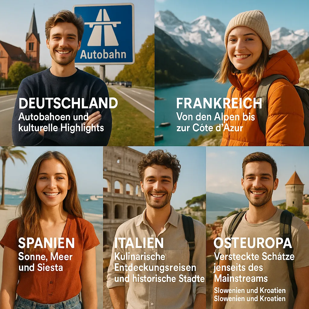 Länder und ihre Besonderheiten. Deutschland Autobahnen und kulturelle Highlights. Frankreich Von den Alpen bis zur Côte d'Azur. Spanien Sonne, Meer und Siesta. Italien Kulinarische Entdeckungsreisen und historische Städte. Skandinavien: Wildnis, Fjorde und Mitternachtssonne. Osteuropa: Versteckte Schätze jenseits des Mainstreams. Slowenien und Kroatien Länder und ihre Besonderheiten. Deutschland Autobahnen und kulturelle Highlights. Frankreich Von den Alpen bis zur Côte d'Azur. Spanien Sonne, Meer und Siesta. Italien Kulinarische Entdeckungsreisen und historische Städte. Skandinavien: Wildnis, Fjorde und Mitternachtssonne. Osteuropa: Versteckte Schätze jenseits des Mainstreams. Slowenien und Kroatien