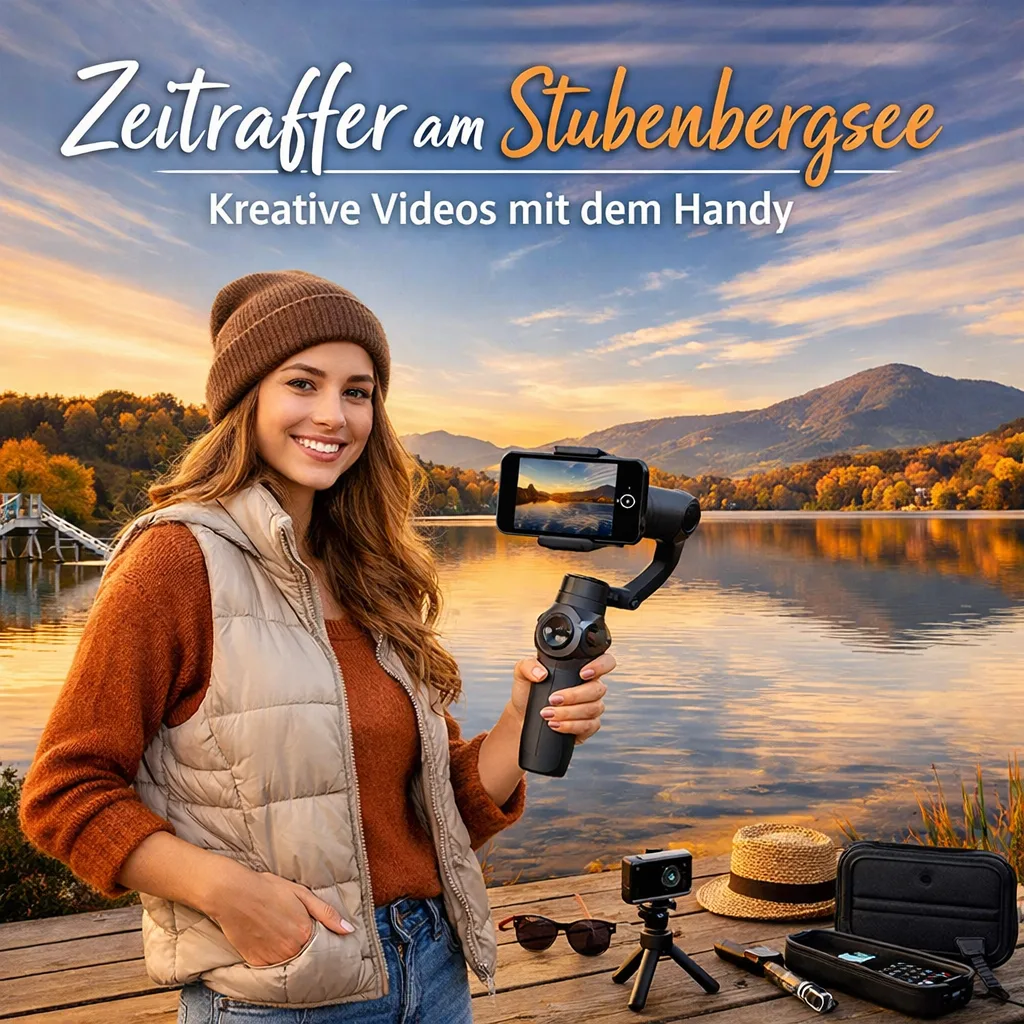 Zeitraffer See Badesee Stubenbergsee Panorama im Herbst mit DJI Osmo Mobile und iPhone Smartphone. Kreative Videos mit dem Handy