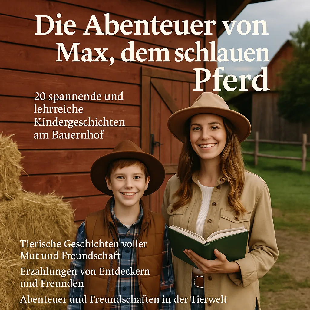 Die Abenteuer von Max, dem schlauen Pferd. 20 Spannende und lehrreiche Kindergeschichten am Bauernhof. Tierische Geschichten voller Mut und Freundschaft. Erzählungen von Entdeckern und Freunden. Abenteuer und Freundschaften in der Tierwelt