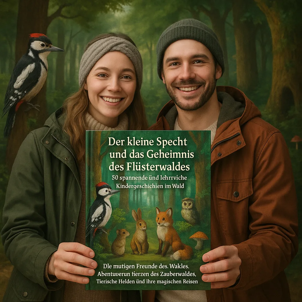 Der kleine Specht und das Geheimnis des Flüsterwaldes. 30 Spannende und lehrreiche Kindergeschichten im Wald. Die mutigen Freunde des Waldes. Abenteuer im Herzen des Zauberwaldes. Tierische Helden und ihre magischen Reisen.