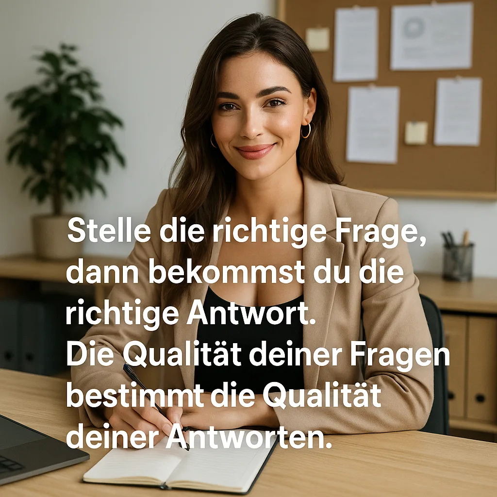 Mehr über den Artikel erfahren Stelle die richtige Frage, dann bekommst du die richtige Antwort inkl. 5 Tipps. Die Qualität deiner Fragen bestimmt die Qualität deiner Antworten.
