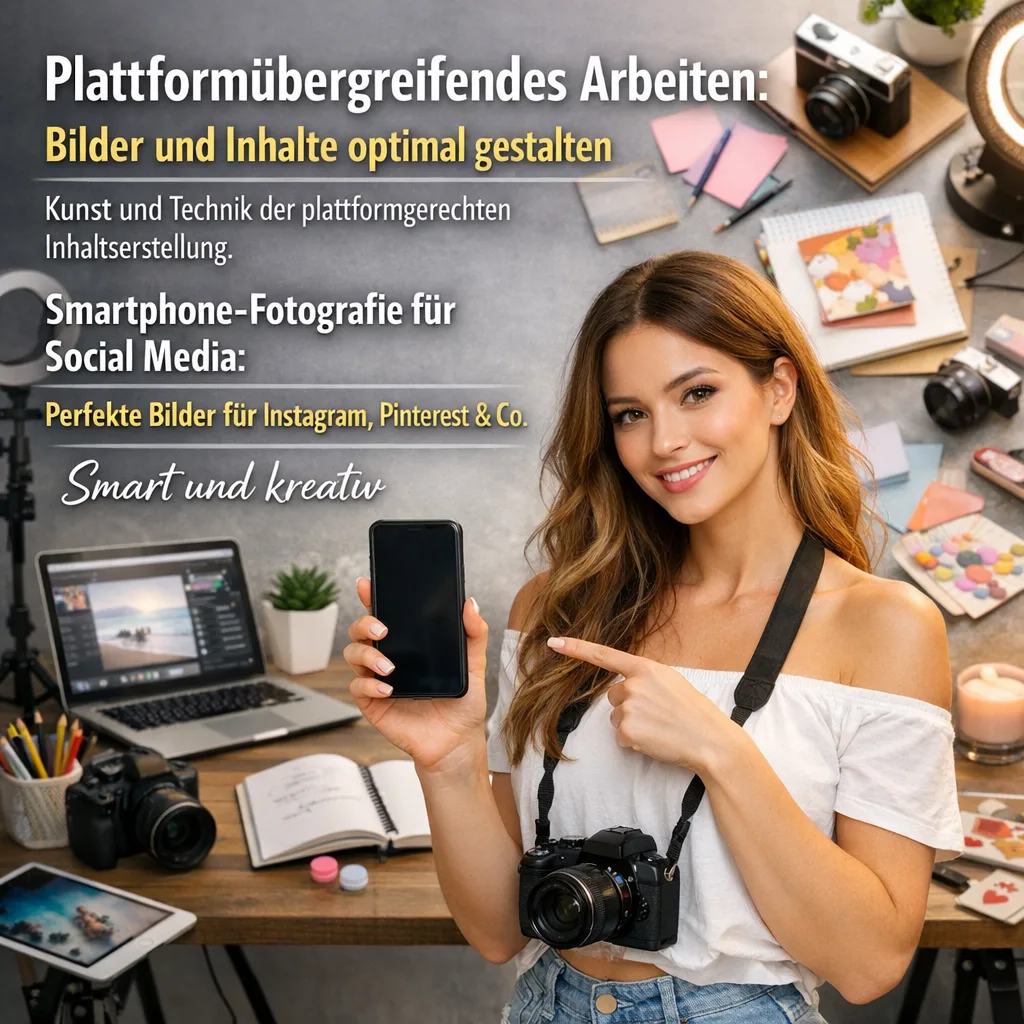 Plattformübergreifendes Arbeiten: Bilder und Inhalte optimal gestalten. Kunst und Technik der plattformgerechten Inhaltserstellung. Smartphone-Fotografie für Social Media: Perfekte Bilder für Instagram, Pinterest & Co. Smart und kreativ