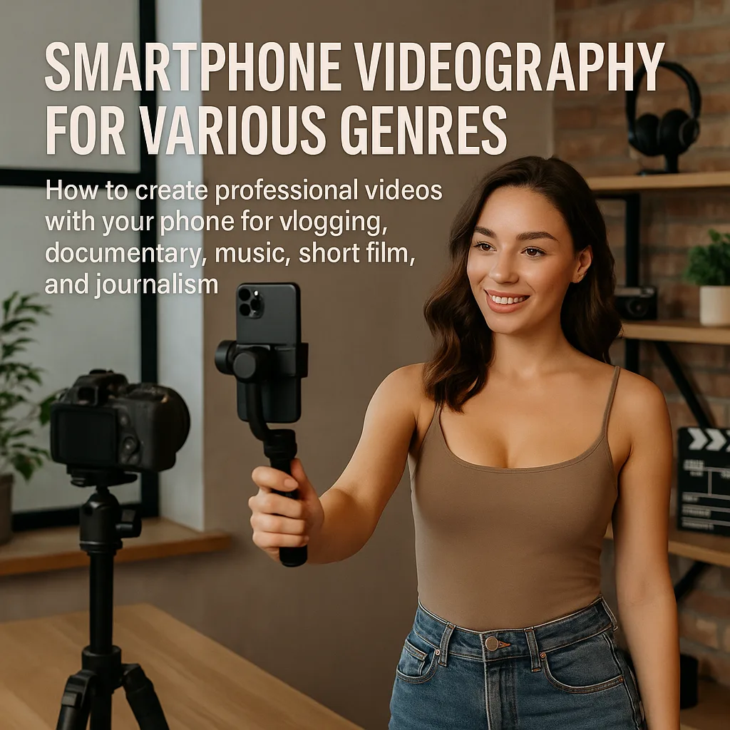 Smartphone Videographie für verschiedene Genres. Wie du mit deinem Handy professionelle Videos für Vlogging, Dokumentation, Musik, Kurzfilm und Journalismus erstellst.
