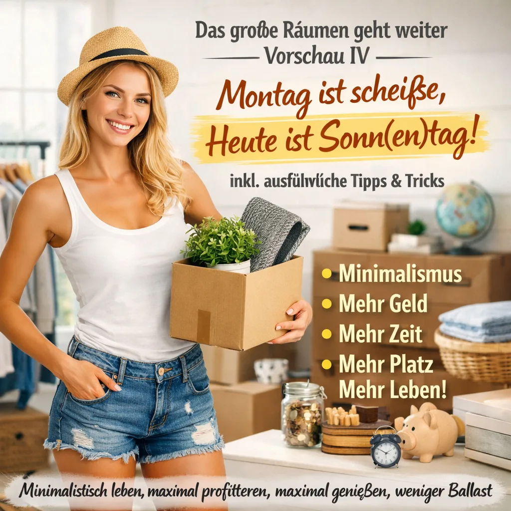 Das große Räumen geht weiter Vorschau IV / Montag ist scheiße / Heute ist Sonn(en)tag inkl. 37 ausführliche Tipps und Tricks.