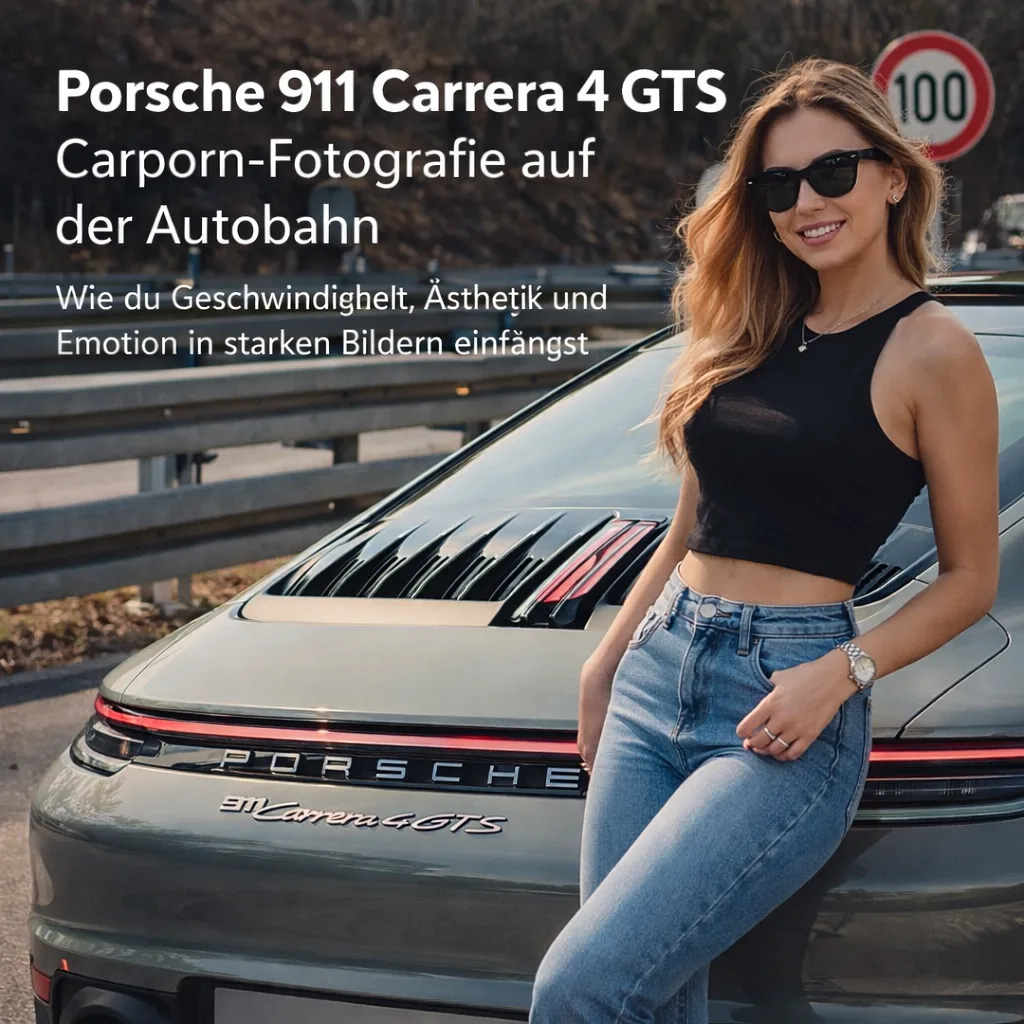 Porsche 911 Carrera 4 GTS Carporn-Fotografie auf der Autobahn: Wie du Geschwindigkeit, Ästhetik und Emotion in starken Bildern einfängst